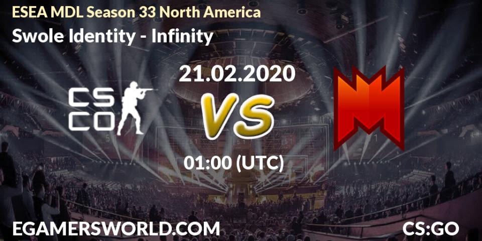 Swole Identity vs Infinity: Betting TIp, Match Prediction. 21.02.20. CS2 (CS:GO), ESEA MDL Season 33 North America