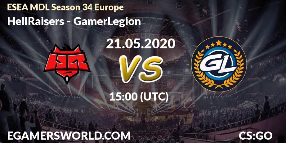 HellRaisers vs GamerLegion: Betting TIp, Match Prediction. 21.05.20. CS2 (CS:GO), ESEA MDL Season 34 Europe