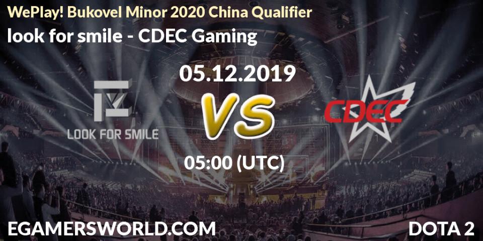 look for smile vs CDEC Gaming: Betting TIp, Match Prediction. 05.12.19. Dota 2, WePlay! Bukovel Minor 2020 China Qualifier