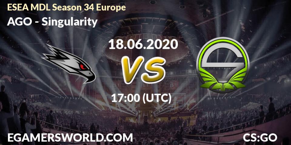 AGO vs Singularity: Betting TIp, Match Prediction. 18.06.20. CS2 (CS:GO), ESEA MDL Season 34 Europe