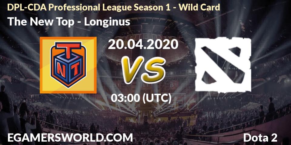 The New Top vs Longinus: Betting TIp, Match Prediction. 20.04.2020 at 03:12. Dota 2, DPL-CDA Professional League Season 1 - Wild Card