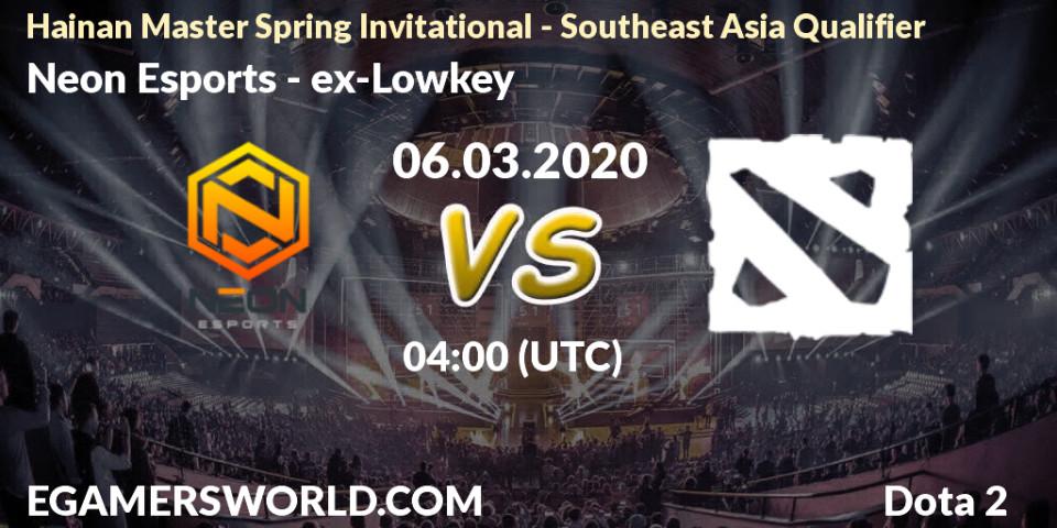 Neon Esports vs ex-Lowkey: Betting TIp, Match Prediction. 06.03.20. Dota 2, Hainan Master Spring Invitational - Southeast Asia Qualifier