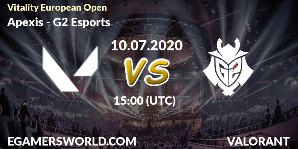 Apexis vs G2 Esports: Betting TIp, Match Prediction. 10.07.2020 at 15:30. VALORANT, Vitality European Open