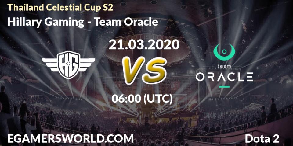 Hillary Gaming vs Team Oracle: Betting TIp, Match Prediction. 21.03.20. Dota 2, Thailand Celestial Cup S2