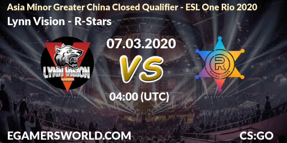 Lynn Vision vs R-Stars: Betting TIp, Match Prediction. 07.03.20. CS2 (CS:GO), Asia Minor Greater China Closed Qualifier - ESL One Rio 2020