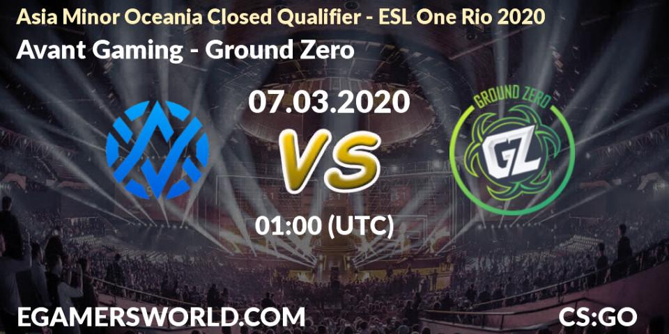 Avant Gaming vs Ground Zero: Betting TIp, Match Prediction. 07.03.20. CS2 (CS:GO), Asia Minor Oceania Closed Qualifier - ESL One Rio 2020