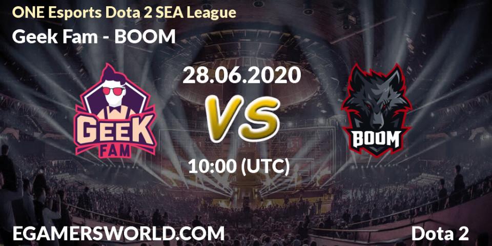 Geek Fam vs BOOM: Betting TIp, Match Prediction. 28.06.20. Dota 2, ONE Esports Dota 2 SEA League