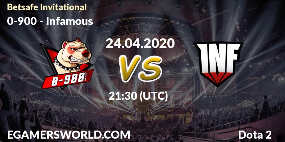 0-900 vs Infamous: Betting TIp, Match Prediction. 24.04.2020 at 21:30. Dota 2, Betsafe Invitational