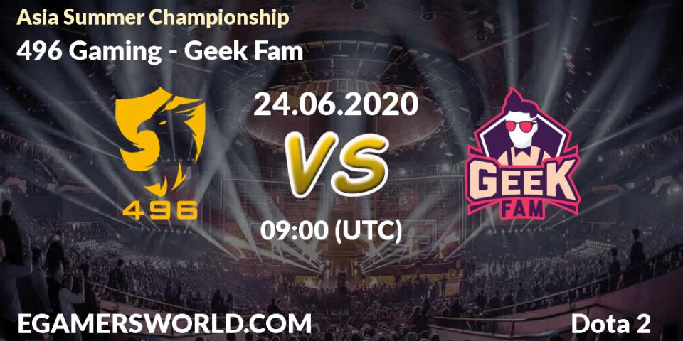 496 Gaming vs Geek Fam: Betting TIp, Match Prediction. 24.06.20. Dota 2, Asia Summer Championship