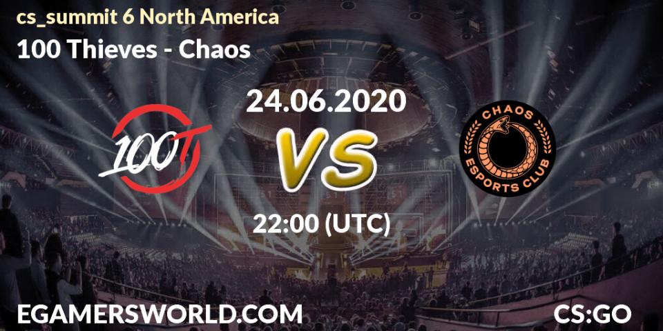 100 Thieves vs Chaos: Betting TIp, Match Prediction. 24.06.2020 at 22:00. Counter-Strike (CS2), cs_summit 6 North America