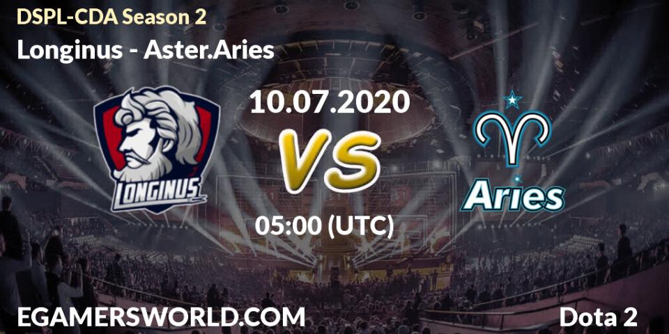 Longinus vs Aster.Aries: Betting TIp, Match Prediction. 10.07.20. Dota 2, Dota2 Secondary Professional League 2020 Season 2