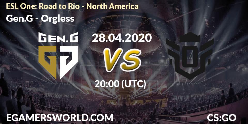 Gen.G vs Orgless: Betting TIp, Match Prediction. 28.04.20. CS2 (CS:GO), ESL One: Road to Rio - North America