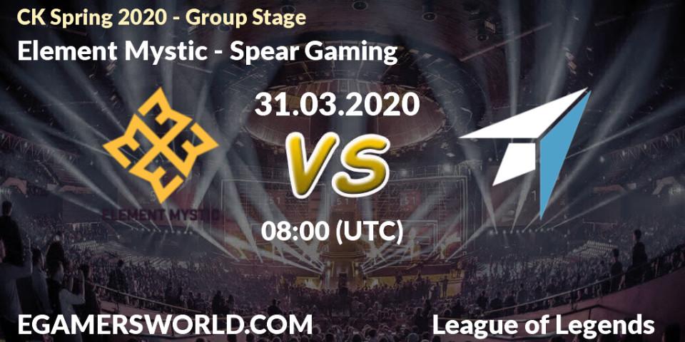 Element Mystic vs Spear Gaming: Betting TIp, Match Prediction. 31.03.20. LoL, CK Spring 2020 - Group Stage