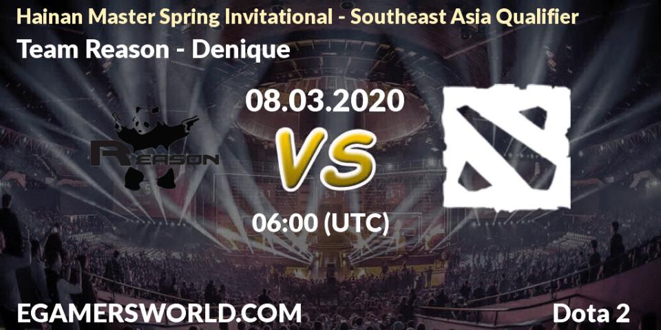 Team Reason vs Denique: Betting TIp, Match Prediction. 08.03.20. Dota 2, Hainan Master Spring Invitational - Southeast Asia Qualifier