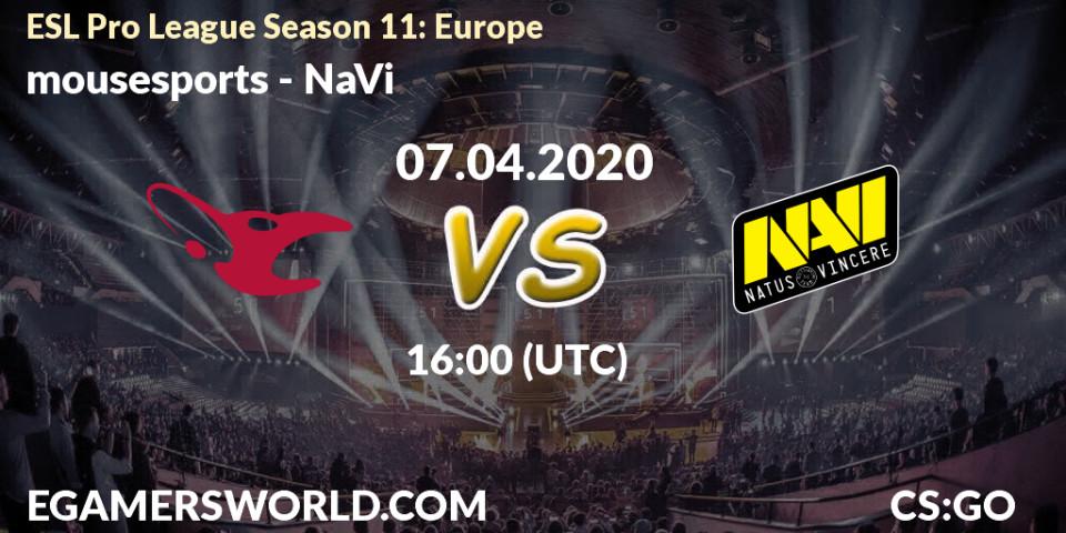 mousesports vs NaVi: Betting TIp, Match Prediction. 07.04.2020 at 16:45. Counter-Strike (CS2), ESL Pro League Season 11: Europe