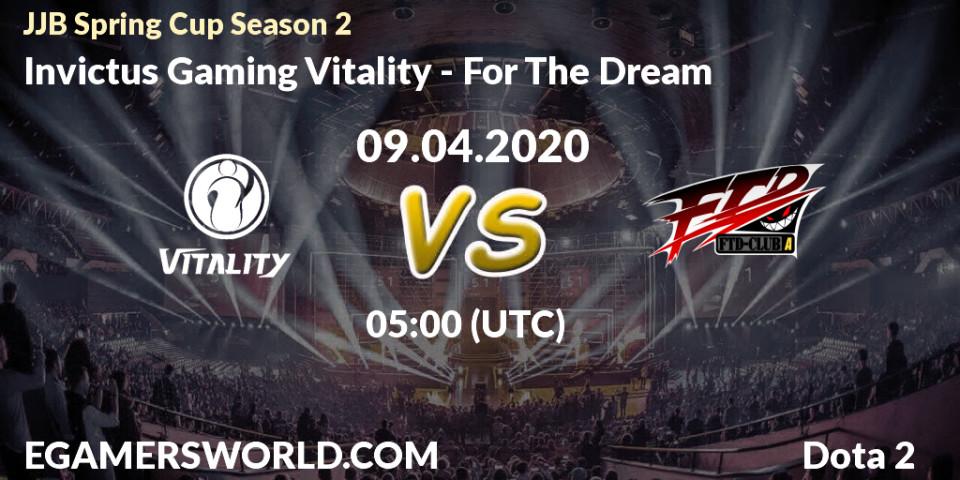 Invictus Gaming Vitality vs For The Dream: Betting TIp, Match Prediction. 09.04.20. Dota 2, JJB Spring Cup Season 2