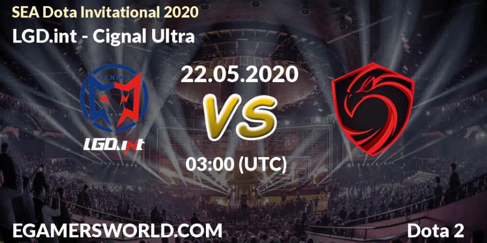 LGD.int vs Cignal Ultra: Betting TIp, Match Prediction. 22.05.2020 at 03:23. Dota 2, SEA Dota Invitational 2020