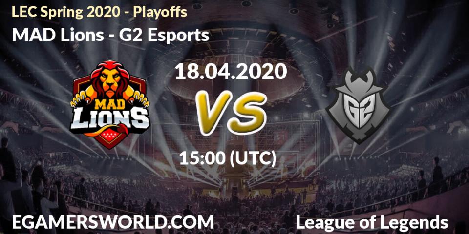 MAD Lions vs G2 Esports: Betting TIp, Match Prediction. 18.04.2020 at 14:19. LoL, LEC Spring 2020 - Playoffs