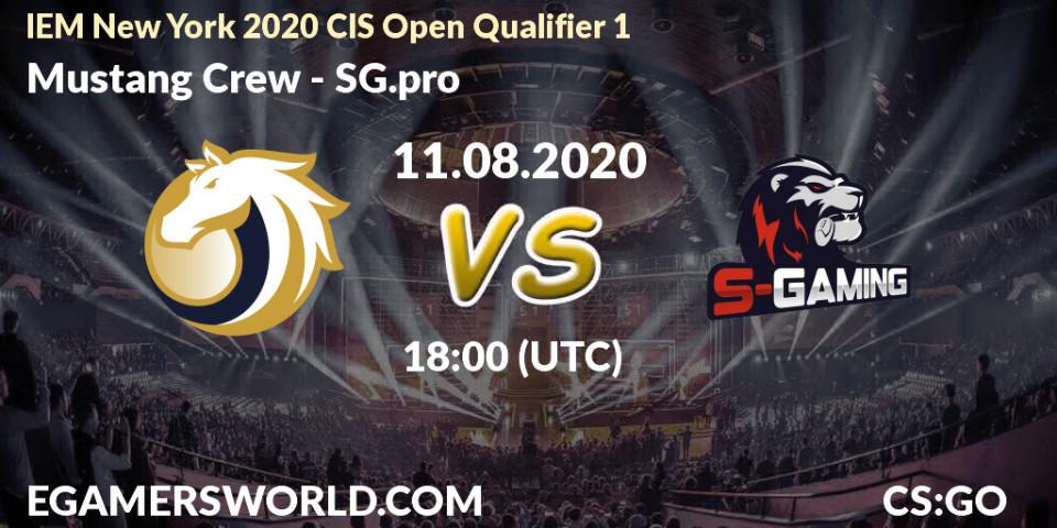 Mustang Crew vs SG.pro: Betting TIp, Match Prediction. 11.08.2020 at 18:00. Counter-Strike (CS2), IEM New York 2020 CIS Open Qualifier 1