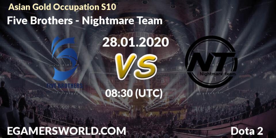 Five Brothers vs Nightmare Team: Betting TIp, Match Prediction. 19.01.20. Dota 2, Asian Gold Occupation S10