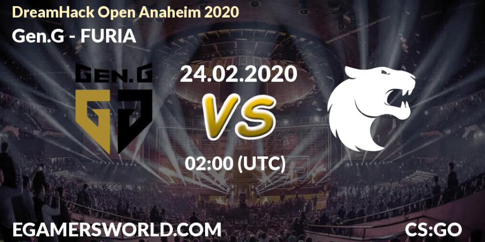 Gen.G vs FURIA: Betting TIp, Match Prediction. 24.02.20. CS2 (CS:GO), DreamHack Open Anaheim 2020