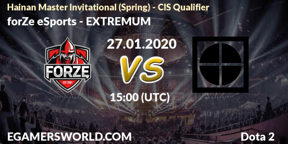 forZe eSports vs EXTREMUM: Betting TIp, Match Prediction. 27.01.20. Dota 2, Hainan Master Invitational (Spring) - CIS Qualifier