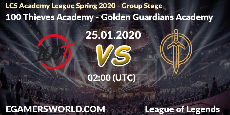 100 Thieves Academy vs Golden Guardians Academy: Betting TIp, Match Prediction. 25.01.20. LoL, LCS Academy League Spring 2020 - Group Stage