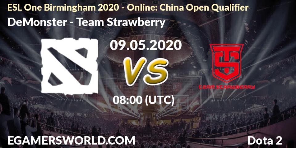 DeMonster vs Team Strawberry: Betting TIp, Match Prediction. 09.05.20. Dota 2, ESL One Birmingham 2020 - Online: China Open Qualifier