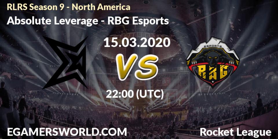 Absolute Leverage vs RBG Esports: Betting TIp, Match Prediction. 15.03.2020 at 22:00. Rocket League, RLRS Season 9 - North America