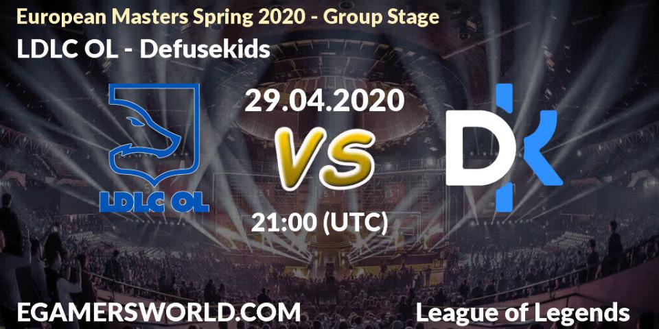 LDLC OL vs Defusekids: Betting TIp, Match Prediction. 29.04.20. LoL, European Masters Spring 2020 - Group Stage