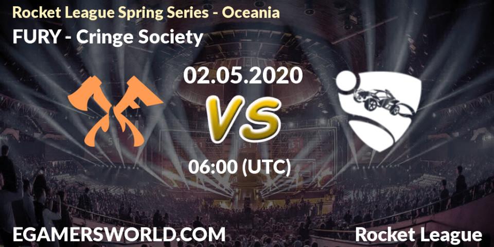 FURY vs Cringe Society: Betting TIp, Match Prediction. 02.05.2020 at 05:15. Rocket League, Rocket League Spring Series - Oceania
