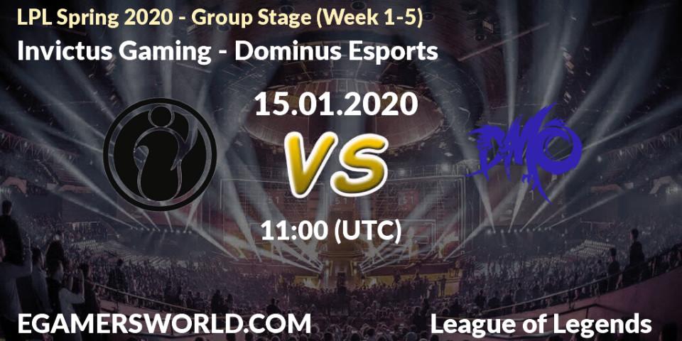 Invictus Gaming vs Dominus Esports: Betting TIp, Match Prediction. 15.01.20. LoL, LPL Spring 2020 - Group Stage (Week 1-4)