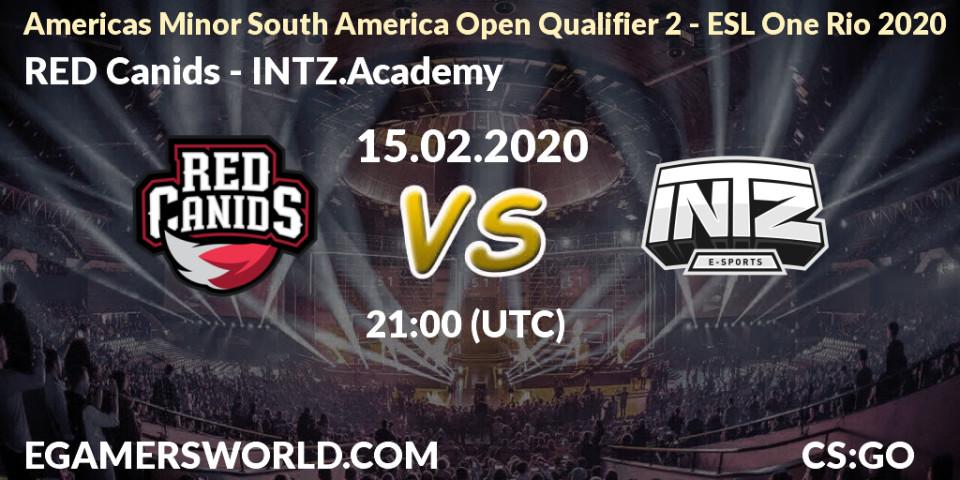 RED Canids vs INTZ.Academy: Betting TIp, Match Prediction. 15.02.2020 at 21:20. Counter-Strike (CS2), Americas Minor South America Open Qualifier 2 - ESL One Rio 2020