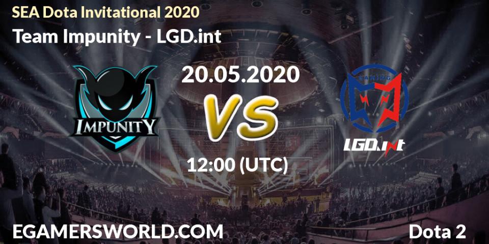 Team Impunity vs LGD.int: Betting TIp, Match Prediction. 20.05.2020 at 12:11. Dota 2, SEA Dota Invitational 2020