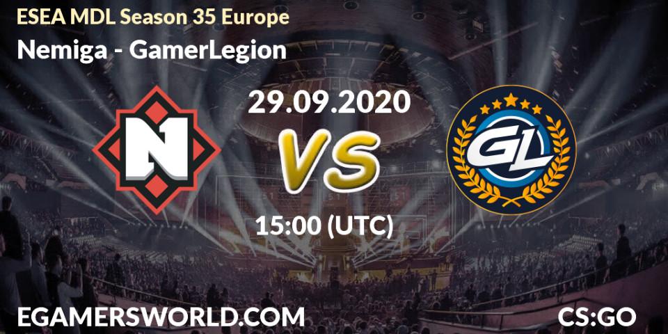 Nemiga vs GamerLegion: Betting TIp, Match Prediction. 29.09.20. CS2 (CS:GO), ESEA MDL Season 35 Europe