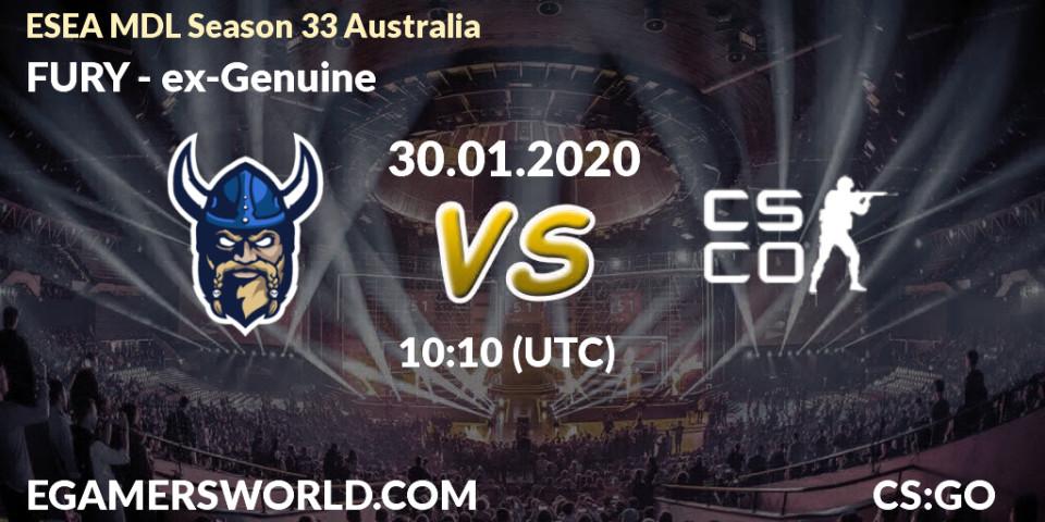 FURY vs ex-Genuine: Betting TIp, Match Prediction. 02.02.20. CS2 (CS:GO), ESEA MDL Season 33 Australia