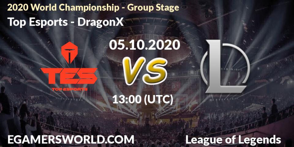 Top Esports vs DRX: Betting TIp, Match Prediction. 05.10.2020 at 13:00. LoL, 2020 World Championship - Group Stage