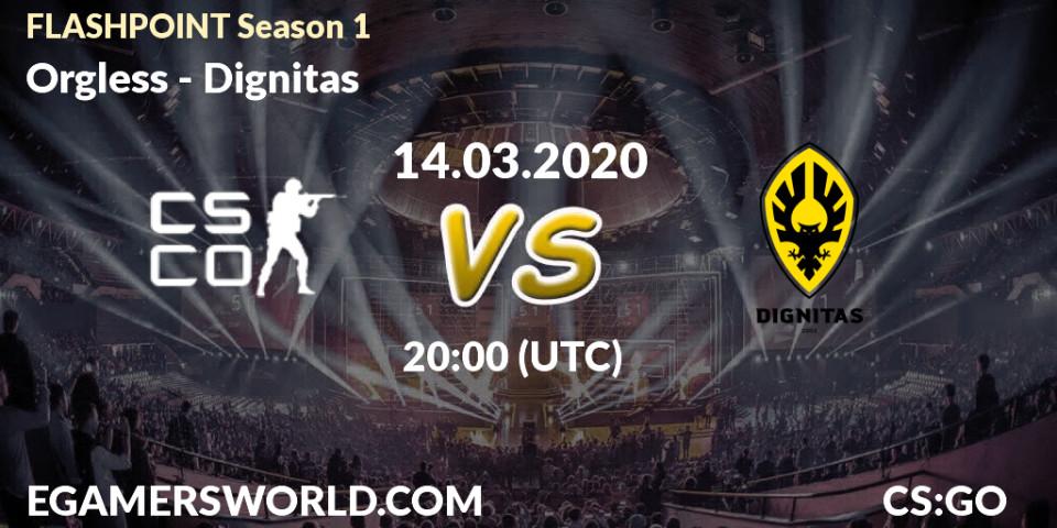 Orgless vs Dignitas: Betting TIp, Match Prediction. 15.03.2020 at 17:30. Counter-Strike (CS2), FLASHPOINT Season 1