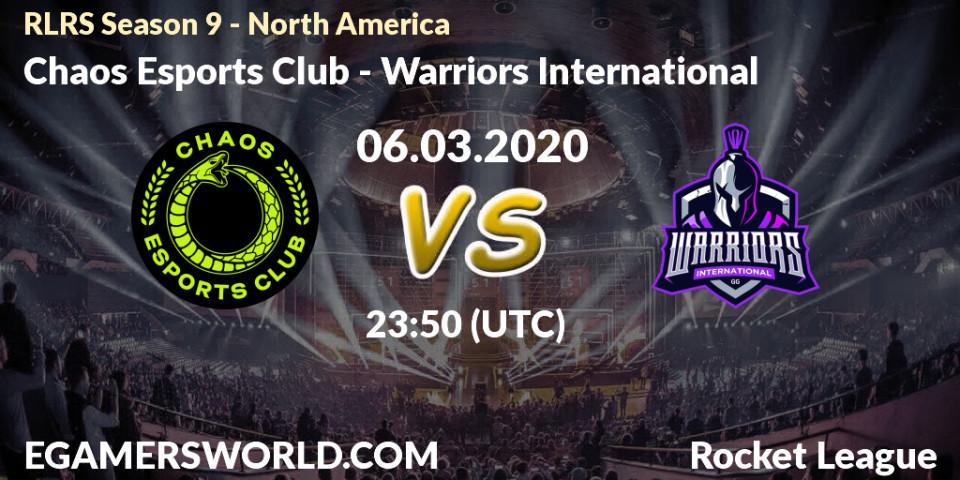 Chaos Esports Club vs Warriors International: Betting TIp, Match Prediction. 06.03.20. Rocket League, RLRS Season 9 - North America