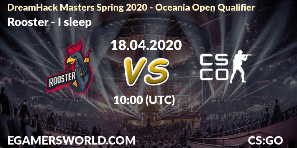 Rooster vs I sleep: Betting TIp, Match Prediction. 17.04.20. CS2 (CS:GO), DreamHack Masters Spring 2020 - Oceania Open Qualifier