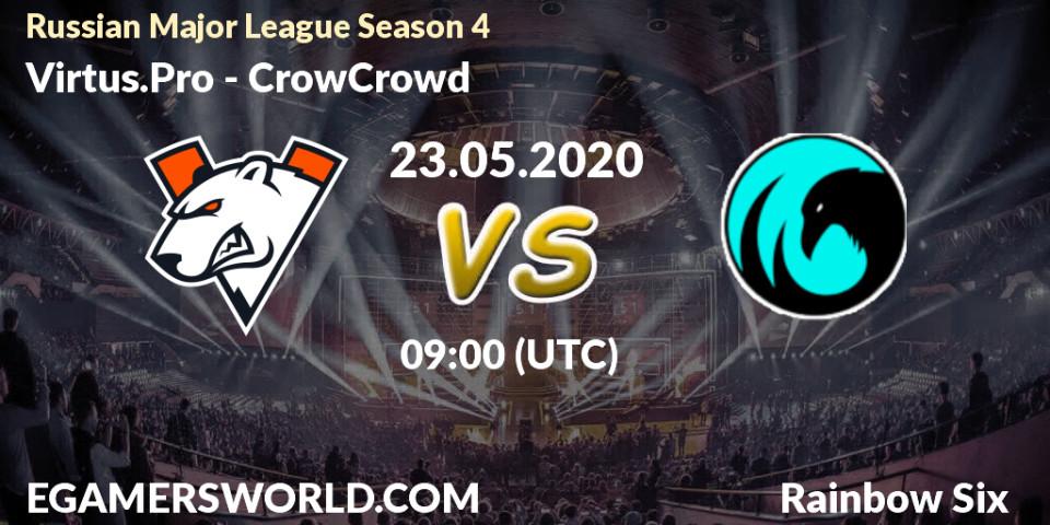 Virtus.Pro vs CrowCrowd: Betting TIp, Match Prediction. 23.05.2020 at 09:00. Rainbow Six, Russian Major League Season 4