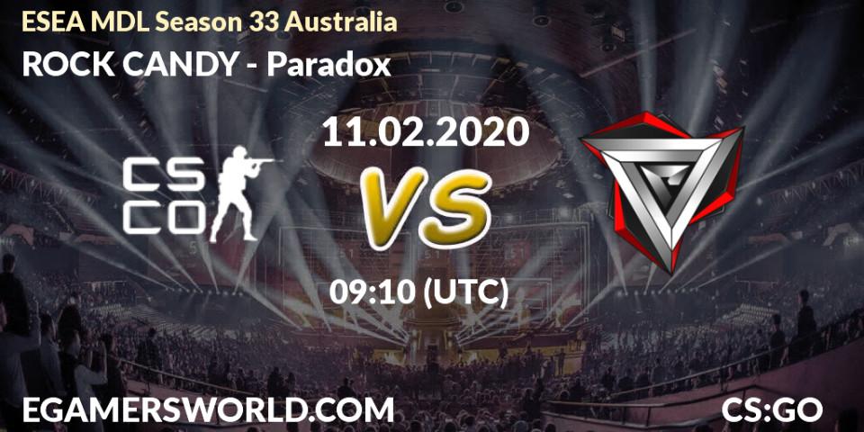 ROCK CANDY vs Paradox: Betting TIp, Match Prediction. 11.02.20. CS2 (CS:GO), ESEA MDL Season 33 Australia