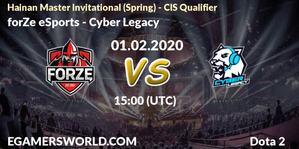 forZe eSports vs Cyber Legacy: Betting TIp, Match Prediction. 01.02.20. Dota 2, Hainan Master Invitational (Spring) - CIS Qualifier