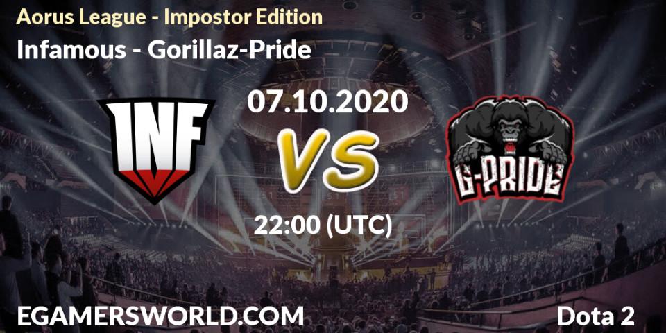 Infamous vs Gorillaz-Pride: Betting TIp, Match Prediction. 07.10.20. Dota 2, Aorus League - Impostor Edition