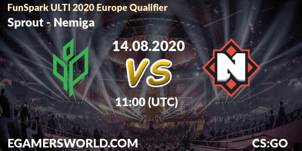 Sprout vs Nemiga: Betting TIp, Match Prediction. 14.08.2020 at 11:00. Counter-Strike (CS2), FunSpark ULTI 2020 Europe Qualifier