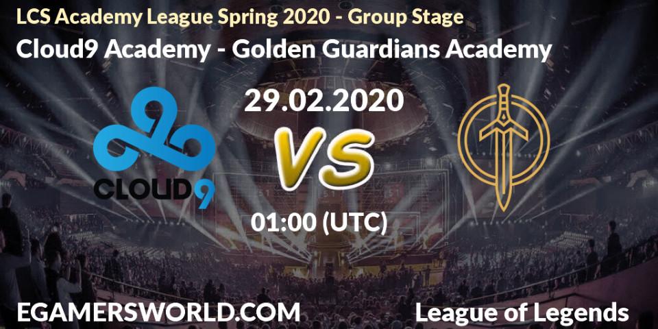 Cloud9 Academy vs Golden Guardians Academy: Betting TIp, Match Prediction. 29.02.2020 at 01:00. LoL, LCS Academy League Spring 2020 - Group Stage