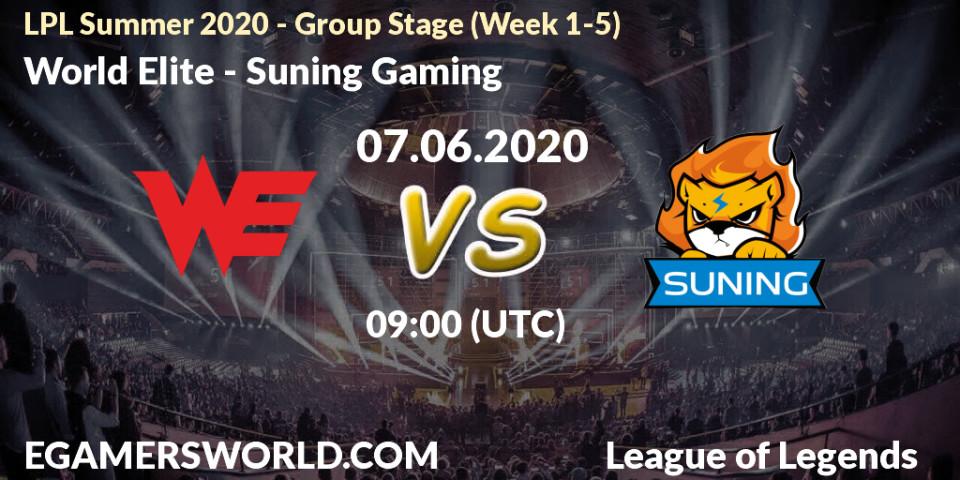 World Elite vs Suning Gaming: Betting TIp, Match Prediction. 07.06.20. LoL, LPL Summer 2020 - Group Stage (Week 1-5)