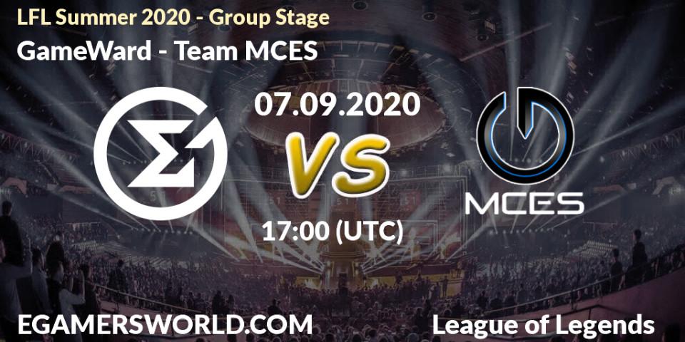 GameWard vs Team MCES: Betting TIp, Match Prediction. 07.09.2020 at 17:00. LoL, LFL Summer 2020 - Group Stage