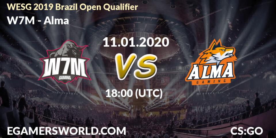 W7M vs Alma: Betting TIp, Match Prediction. 11.01.2020 at 18:10. Counter-Strike (CS2), WESG 2019 Brazil Open Qualifier
