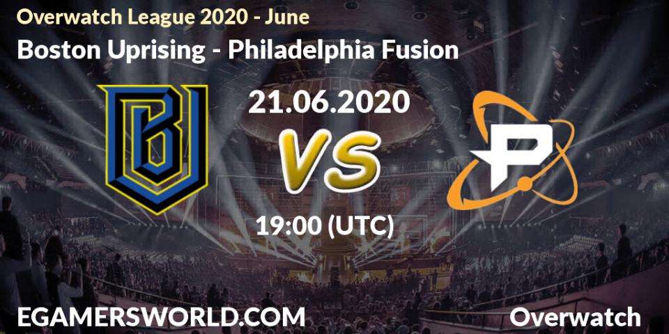 Boston Uprising vs Philadelphia Fusion: Betting TIp, Match Prediction. 21.06.20. Overwatch, Overwatch League 2020 - June